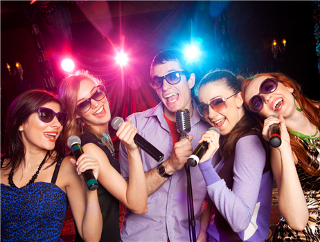 Karaoke on the roof at Raleigh Beer Garden