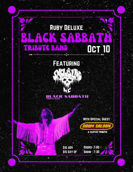 Live Music: Black Sabbath Tribute – Snowblind NC W/ Doom Saloon + Plastic Giants