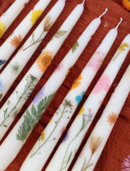 DIY “Pressed Flower” Taper Candles