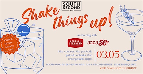 Shake Things Up! An Evening with Saz’s & Central Standard