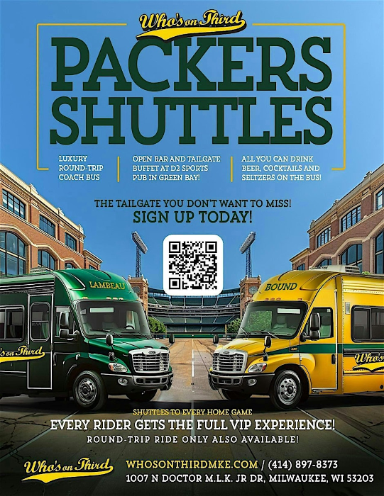 Packer Shuttle to Lambeau | Who’s on Third| Packers vs Bears