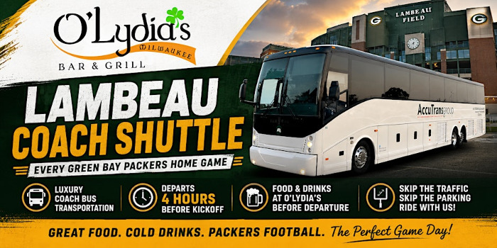O’Lydia’s Coach Bus to Lambeau for the Packers vs Bears Game!